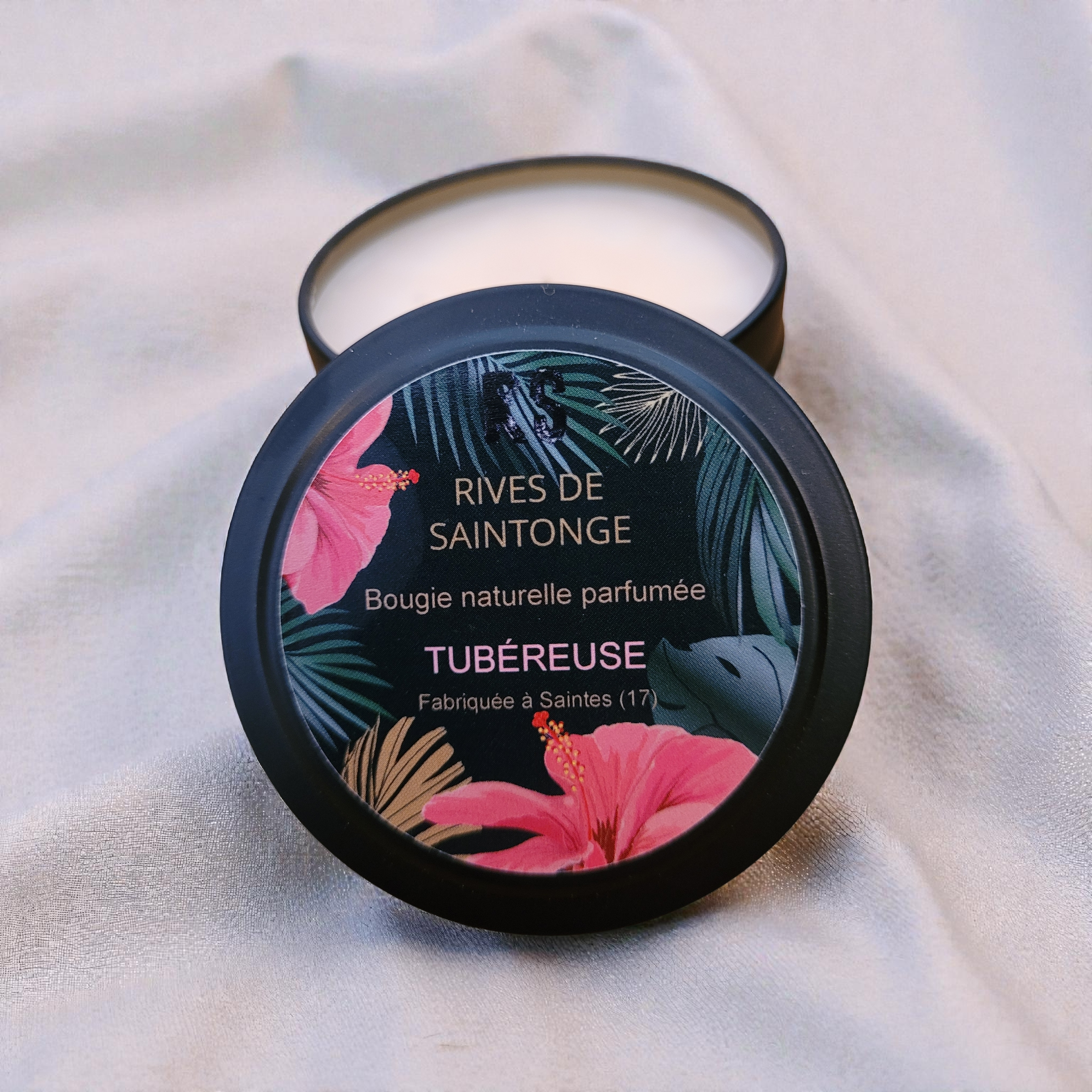 Bougie naturelle fleurs blanches tubéreuse