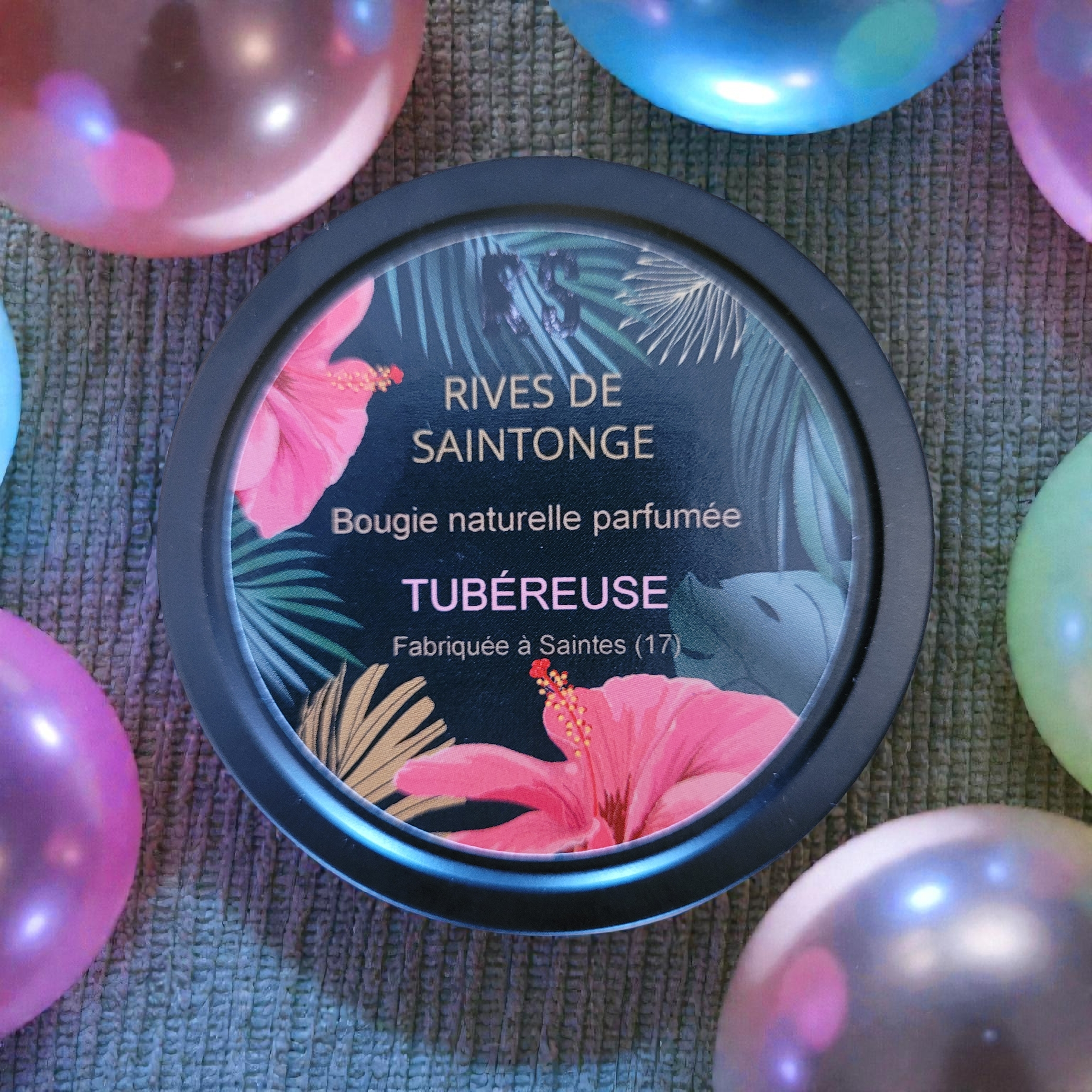 bougie fleurs blanches fleurie naturelle