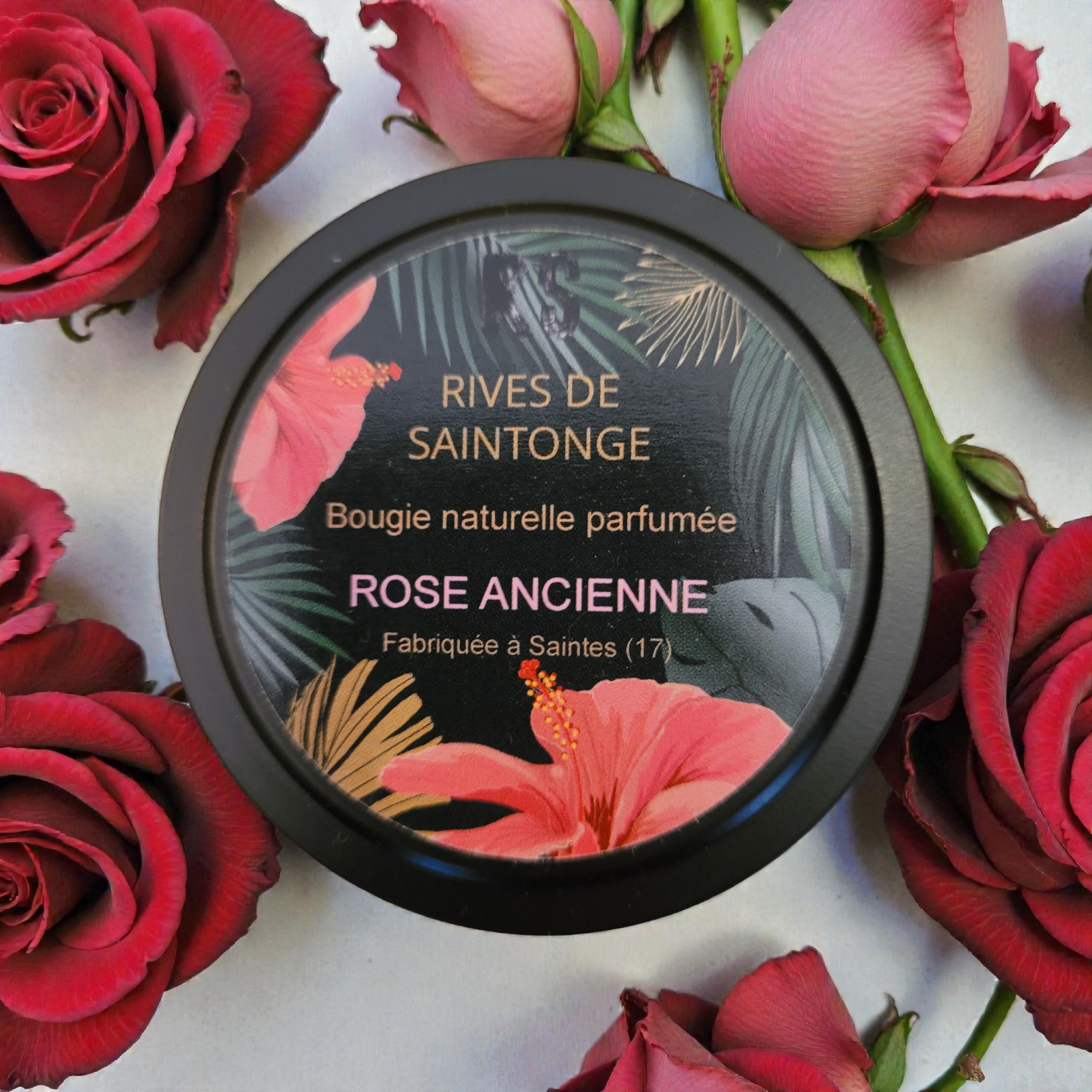 bougie naturelle rose ancienne rose anglaise