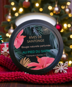 bougie noël naturelle pied du sapin